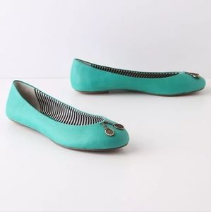 Pilcro and Letterpress x Anthropologie Tennis Racket Charm Leather Ballet Flats